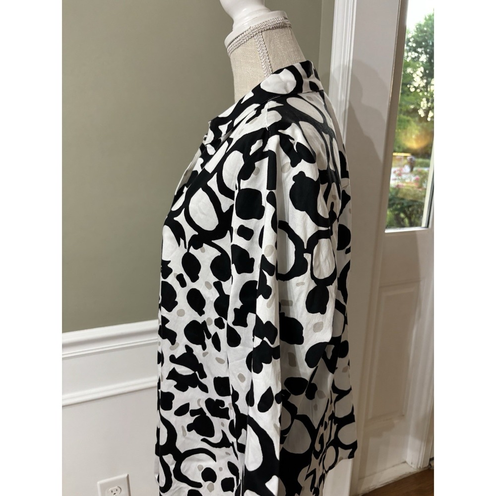 CHICOS Wmn Button TOP 3/4 Cuffed Sleeve BLACK White Beige Circles Sz 3 ( 16 Xl) - Picture 5 of 12